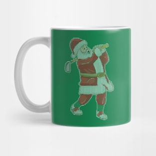 Golfing Santa Claus Golf Golfer Christmas Knit Pattern Mug